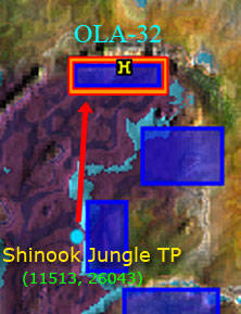 Map to OLA-32, north of Shinook Jungle TP